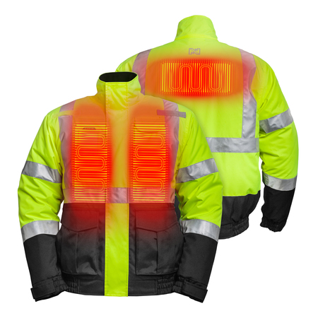 MOBILE WARMING Men's Hi Viz Yellow/Black Heated Jacket, MD, 7.4V MWJ19M04-10-03